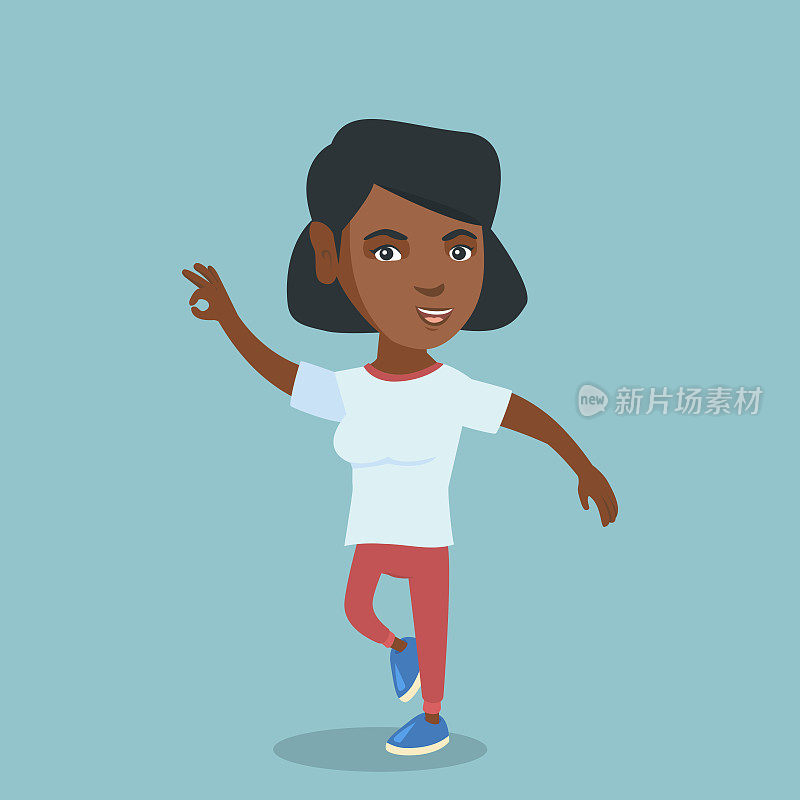 Young cheerful african-american woman dancing